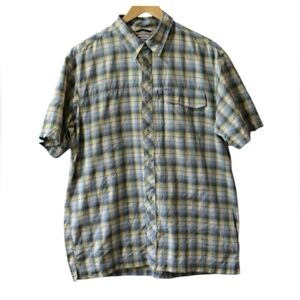 Columbia Titanium Plaid Outdoor Vented Hiking Fishing Shirt LG
